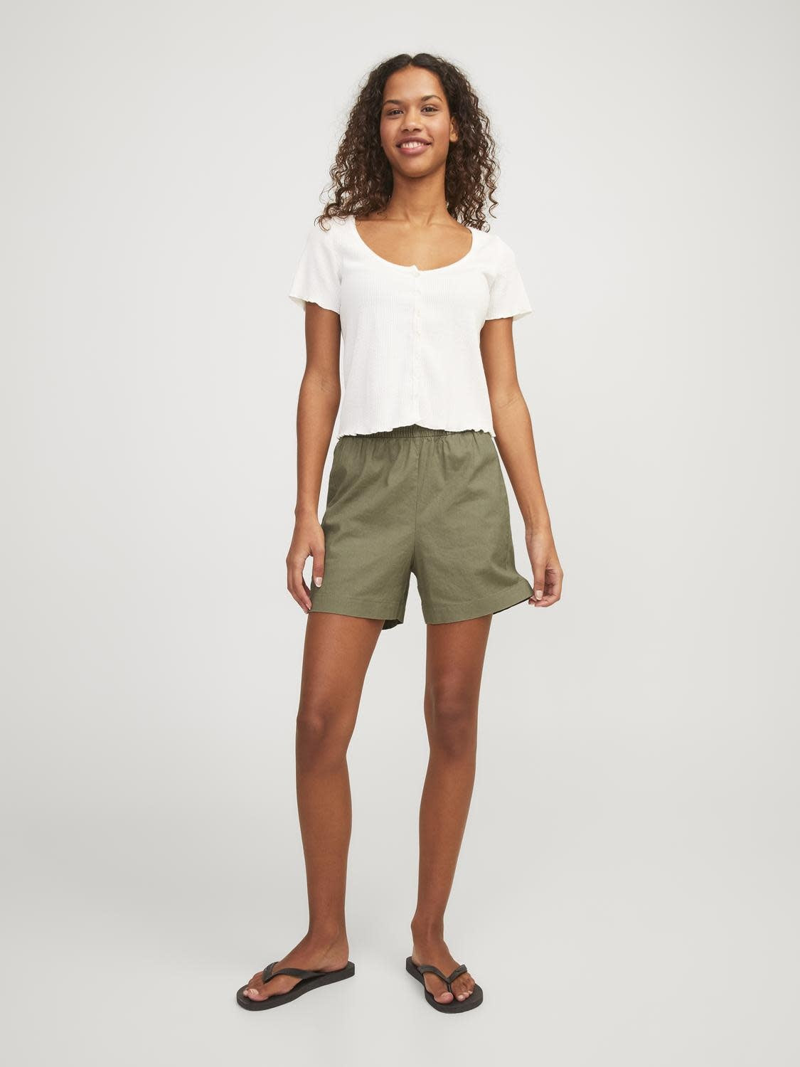 JXPOPPY LINEN HW SHORTS - ALOE