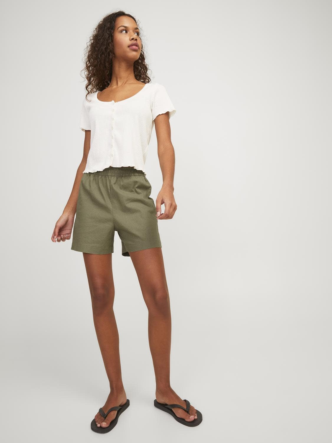 JXPOPPY LINEN HW SHORTS - ALOE