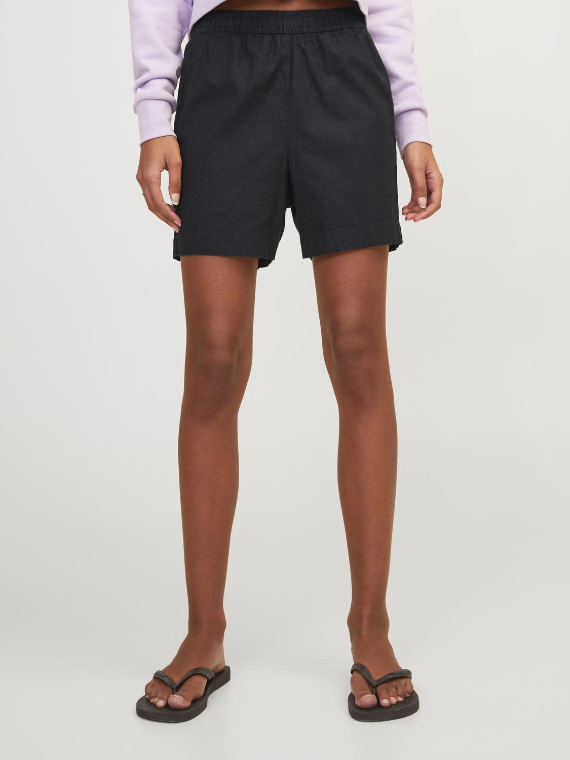 JXPOPPY LINEN HW SHORTS - BLACK