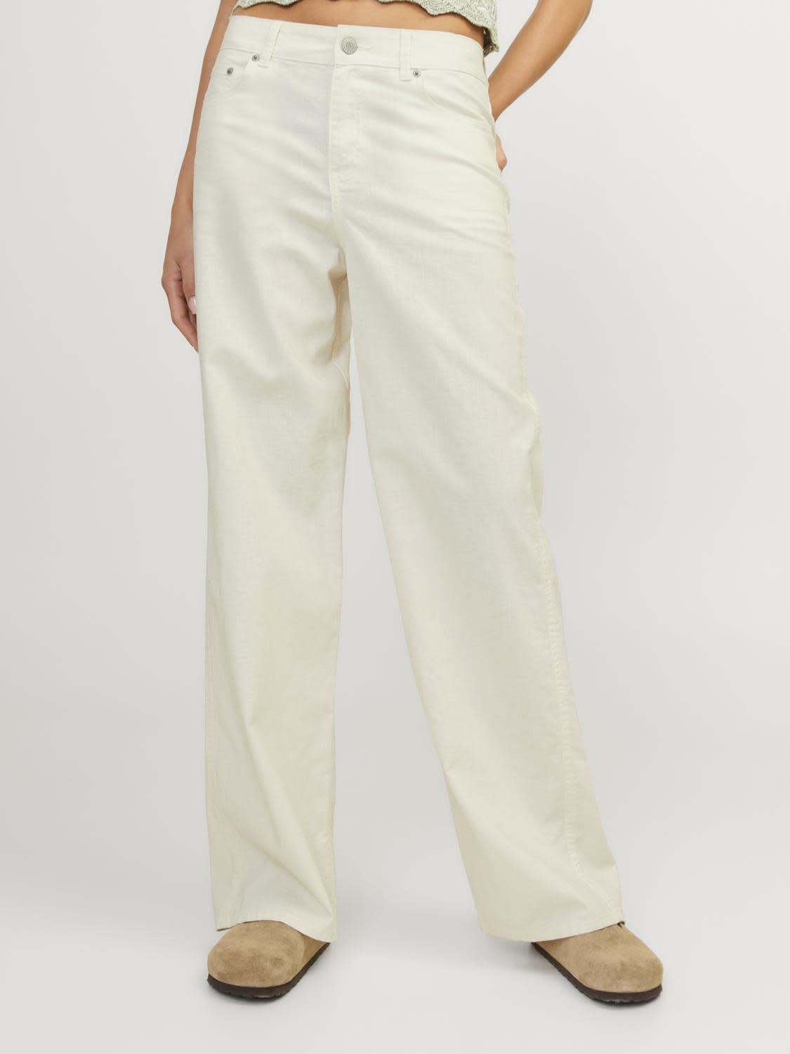 JXLISA LINEN WIDE MW PANT - VANILLA ICE
