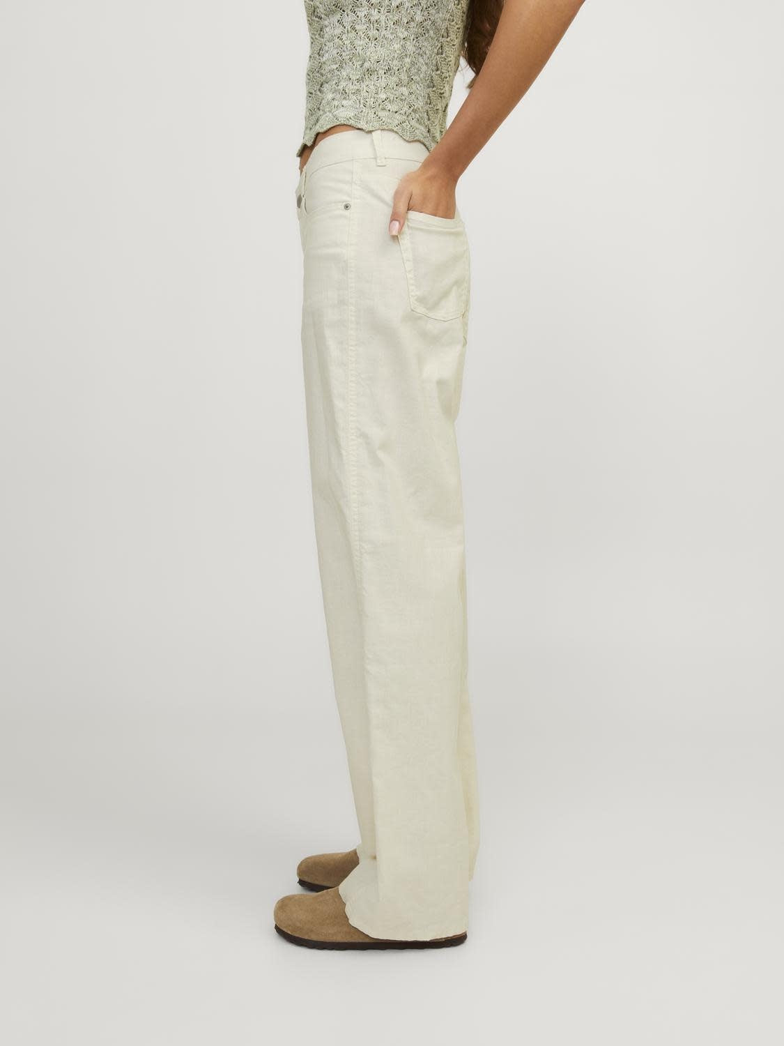 JXLISA LINEN WIDE MW PANT - VANILLA ICE