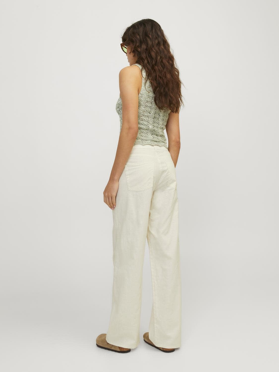 JXLISA LINEN WIDE MW PANT - VANILLA ICE