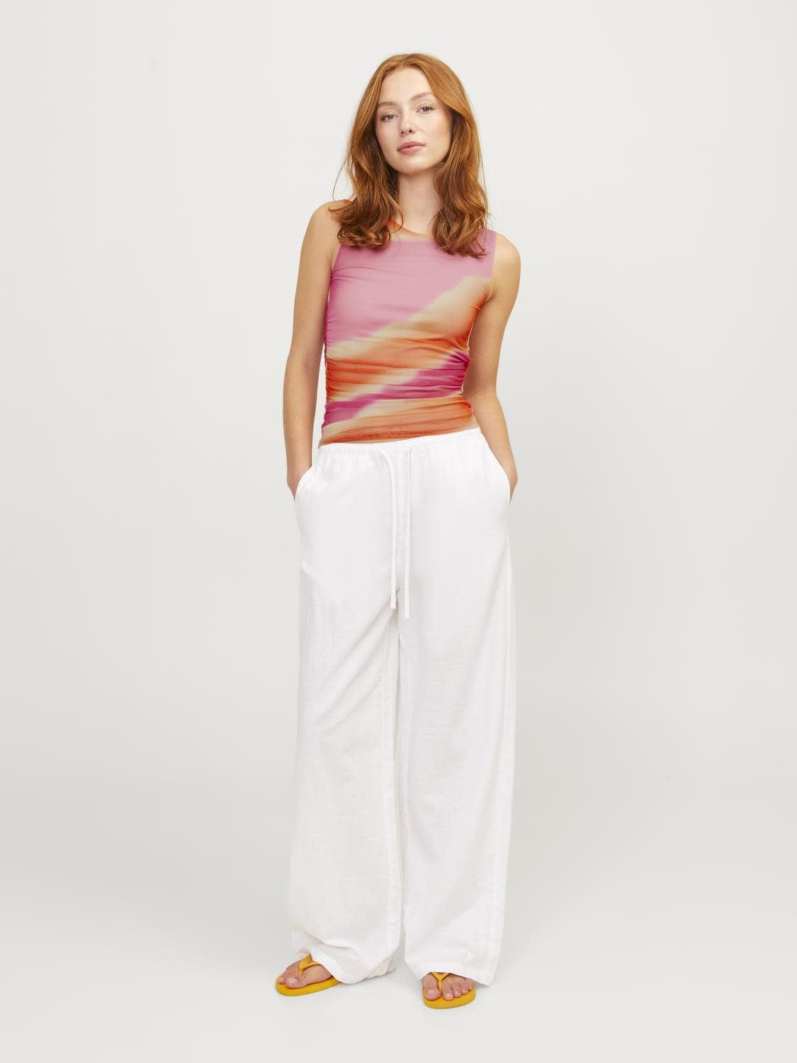 JXANDREA MESH TOP - ABRICOT DÉCOLORÉ GRANDES VAGUES