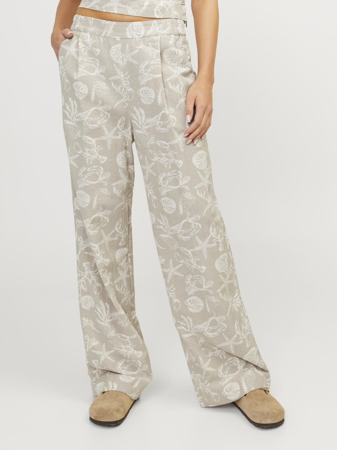 JXANNIKA HW LINNENMIX BROEK - VEDERGRIJS