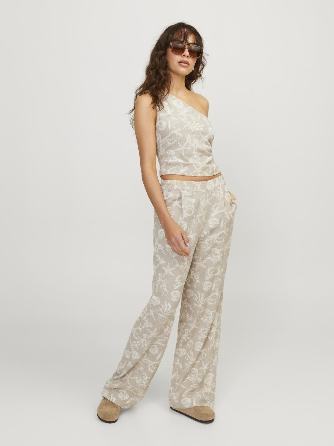 JXANNIKA HW LINNENMIX BROEK - VEDERGRIJS