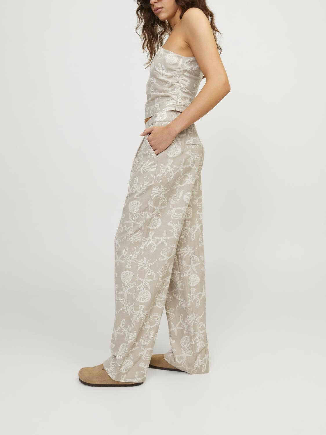 JXANNIKA HW LINNENMIX BROEK - VEDERGRIJS