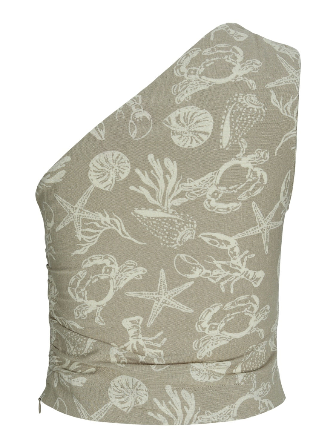 JXANNIKA TOP MET ÉÉN SCHOUDER VAN LINNENMIX - FEATHER GRAY