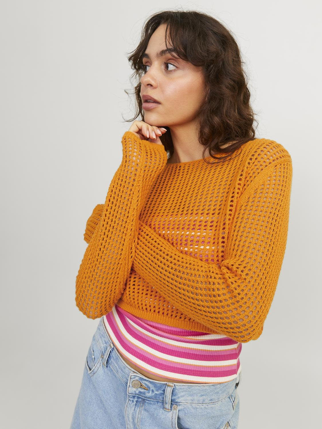 JXPRESLEY BOAT NECK KNIT - APRICOT
