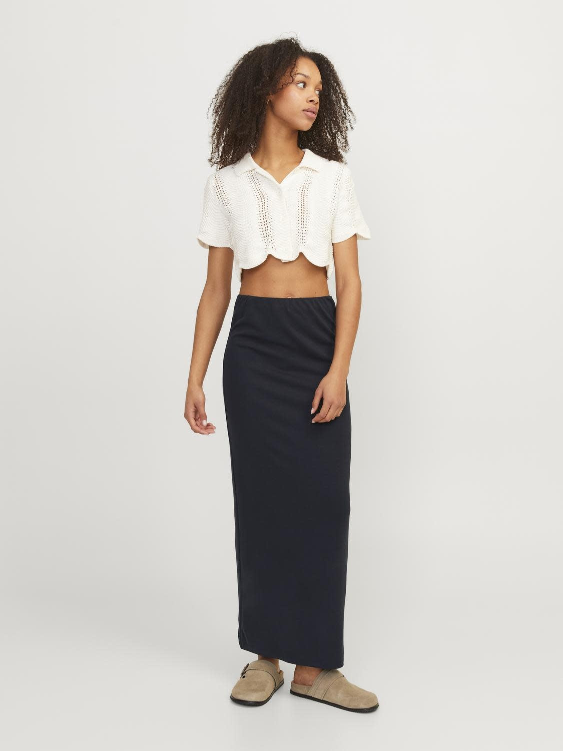 JXNOELLE HW CALF SKIRT - CAVIAR
