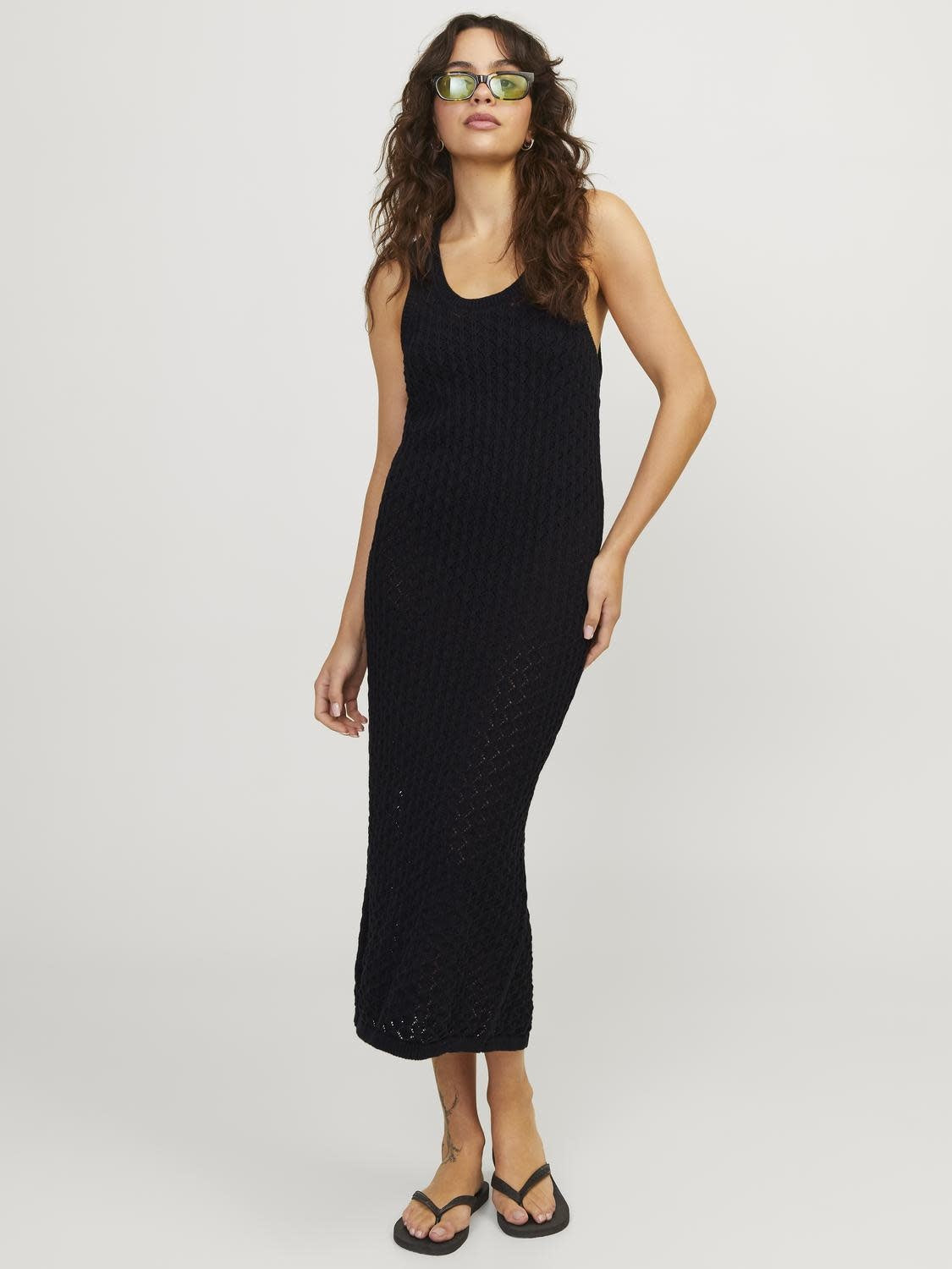 JXZURI LONG DRESS KNIT - BLACK