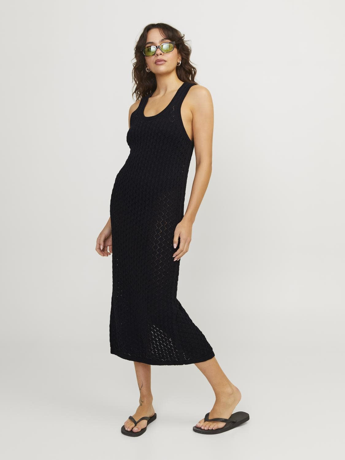 JXZURI LONG DRESS KNIT - BLACK