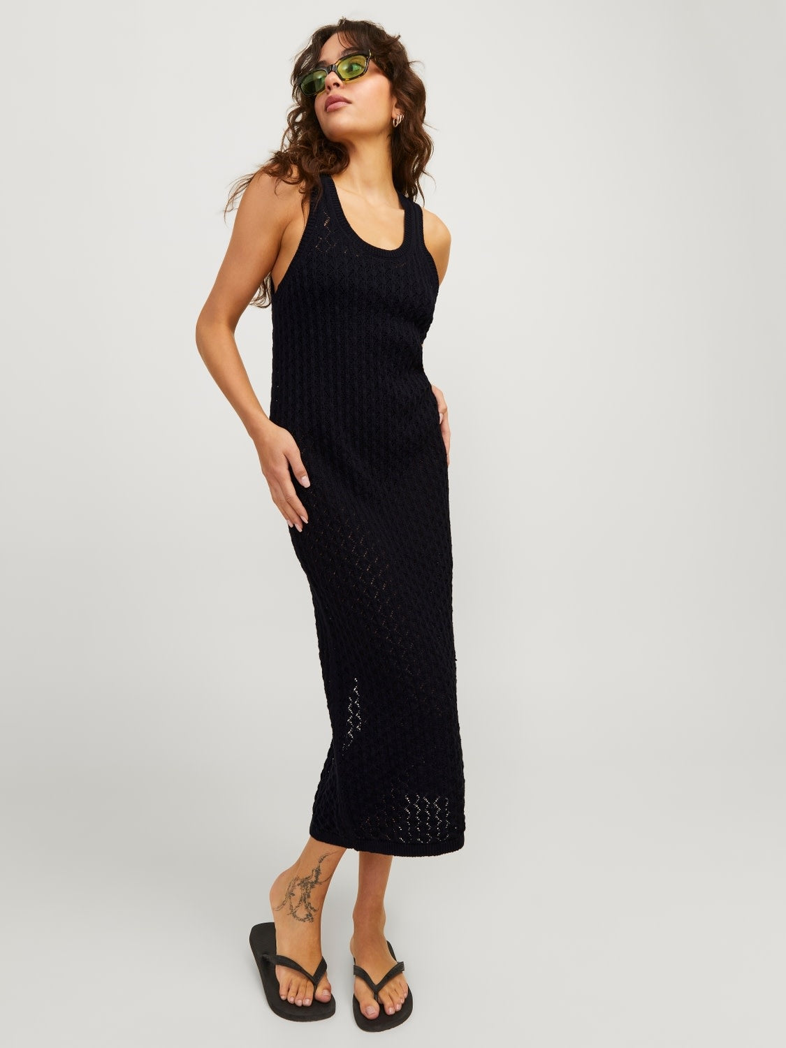 JXZURI LONG DRESS KNIT - BLACK
