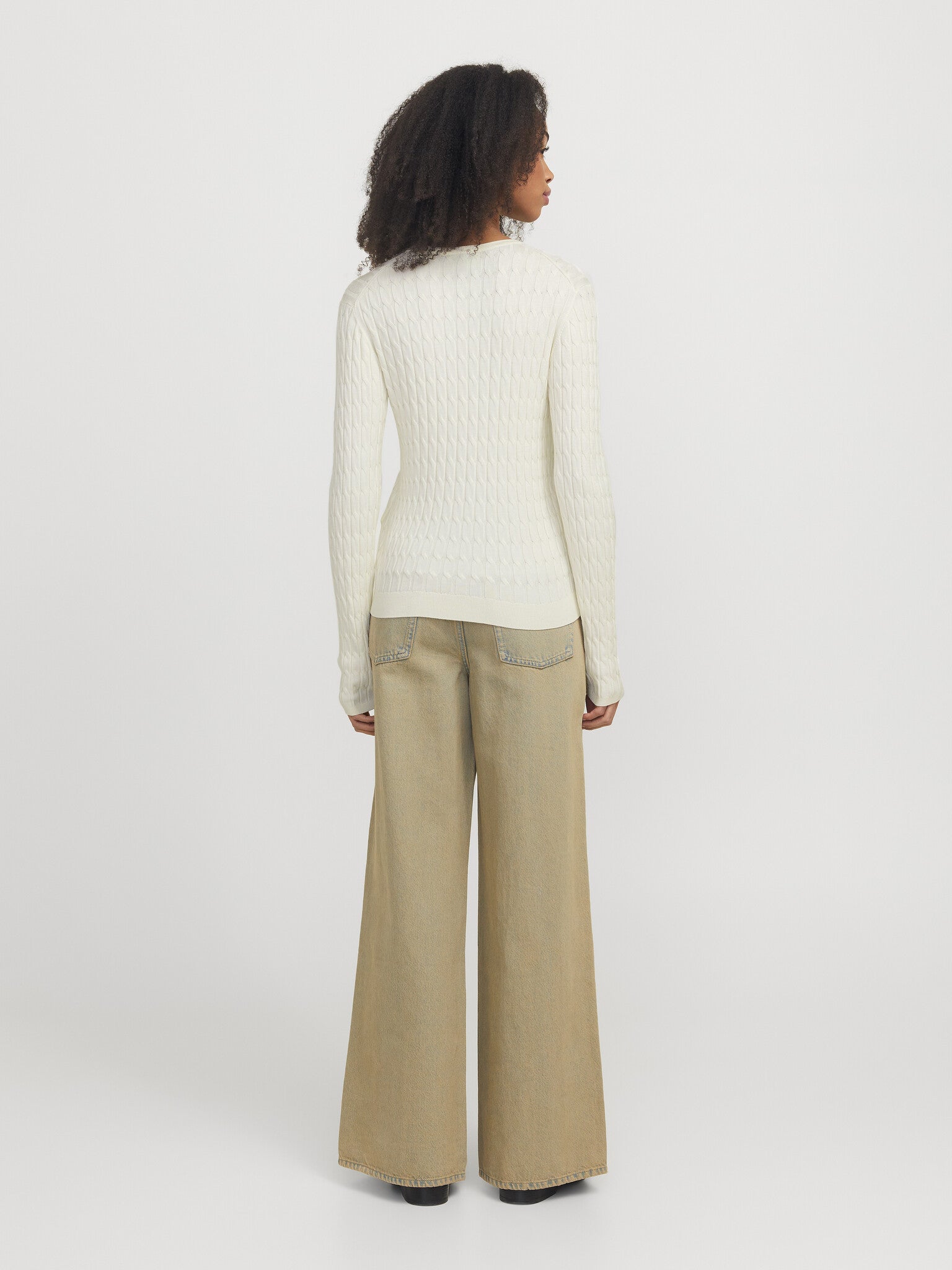 JXCARA CABLE CREW NECK KNIT - VANILLA ICE