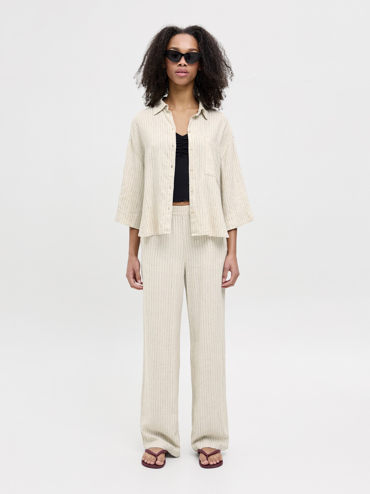 JXPOPPY SUMMER PRANT- FEATHER GREY PINSTRIPE