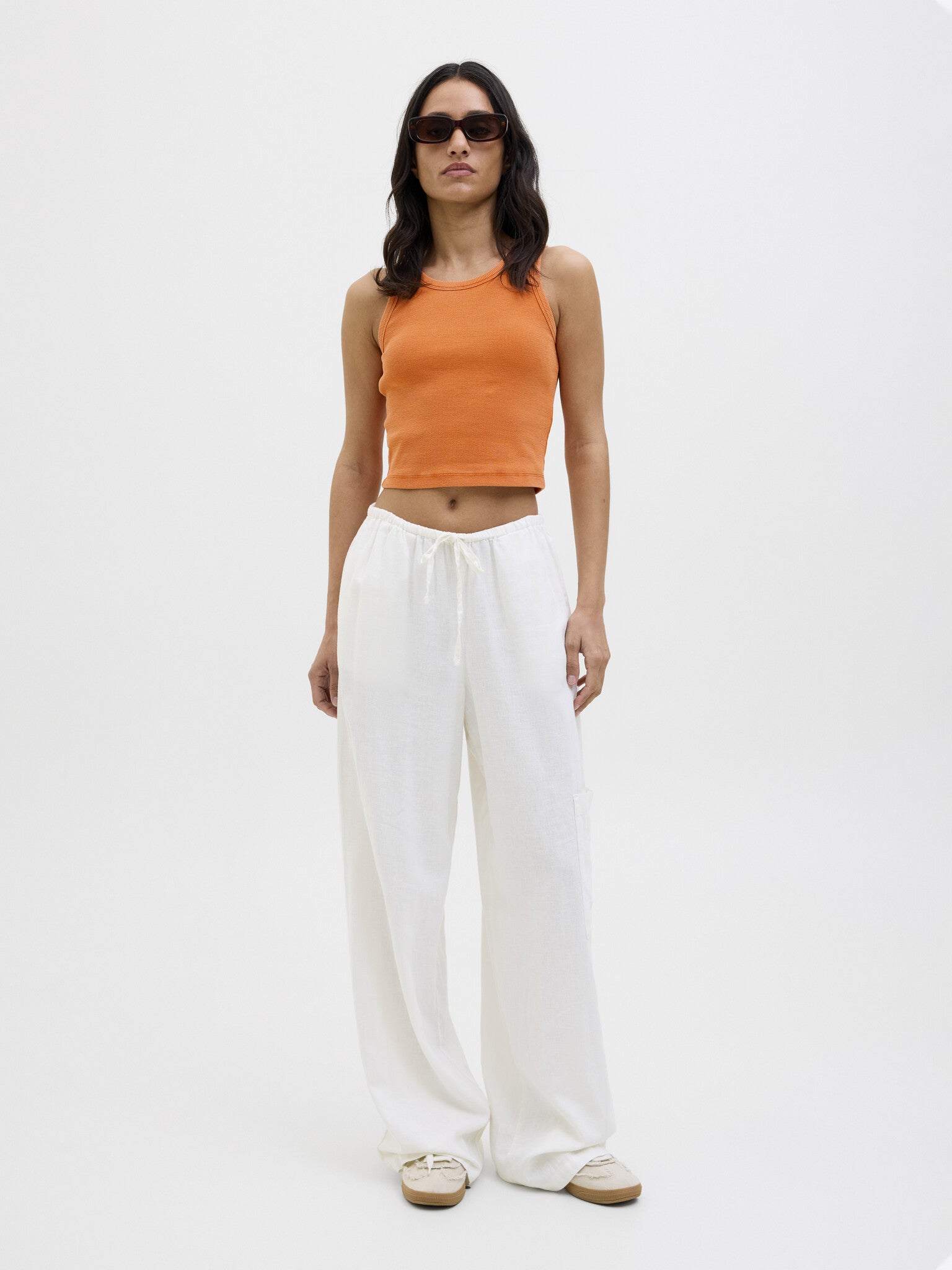 JXFALLON WASH RIB TOP - PERSIMMON ORANGE