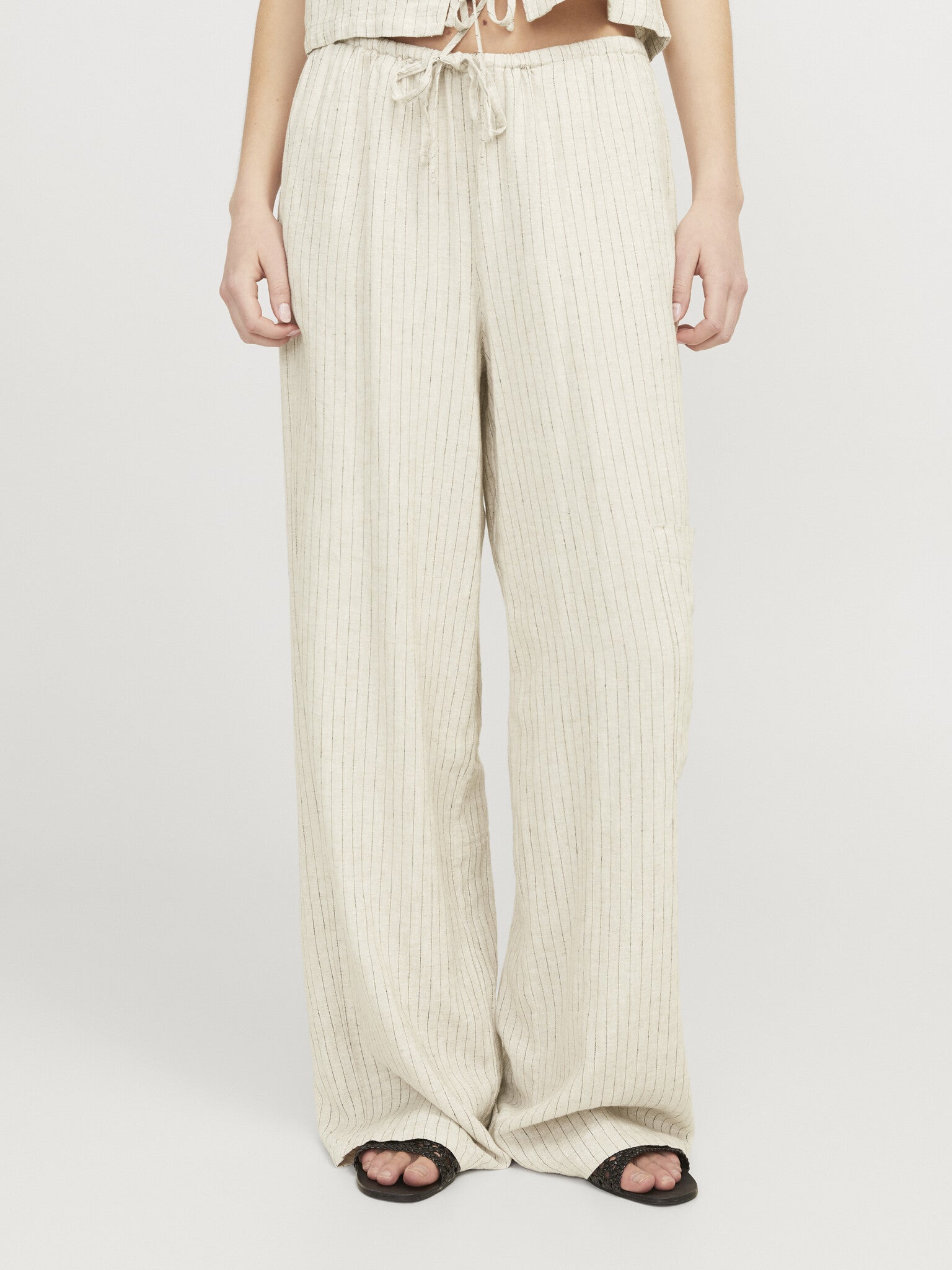 JXBREEZE FLORA SUMMER PANTS - FEATHER GRAY PINSTRIPE