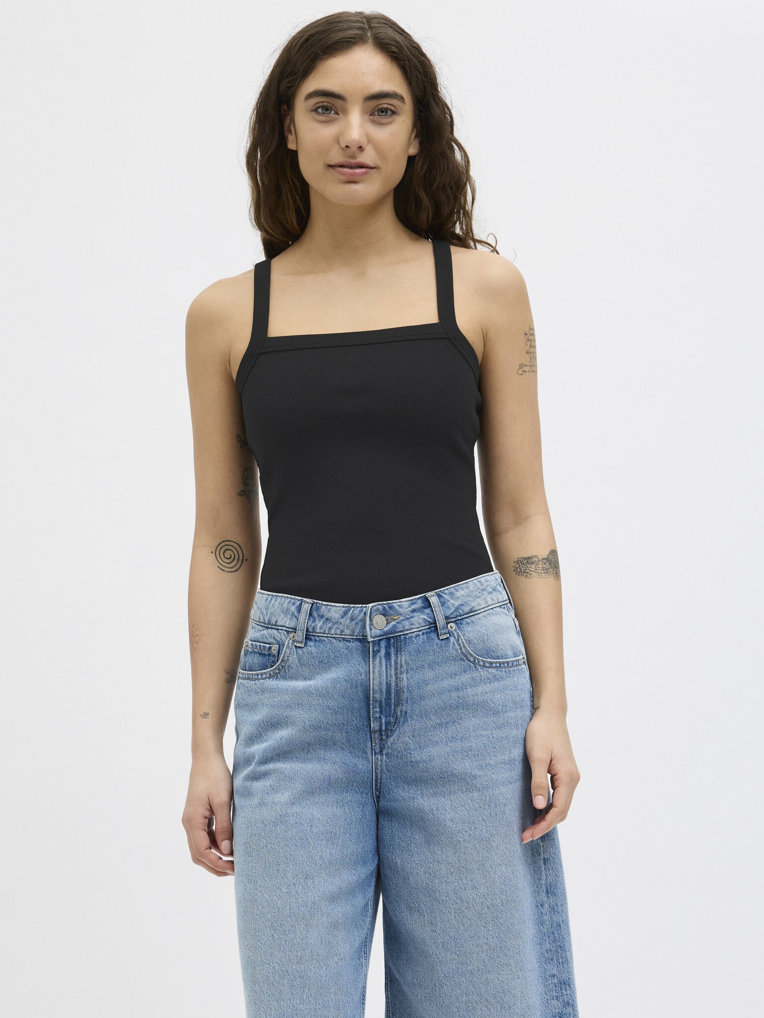 JXFIFI RIB TOP - BLACK