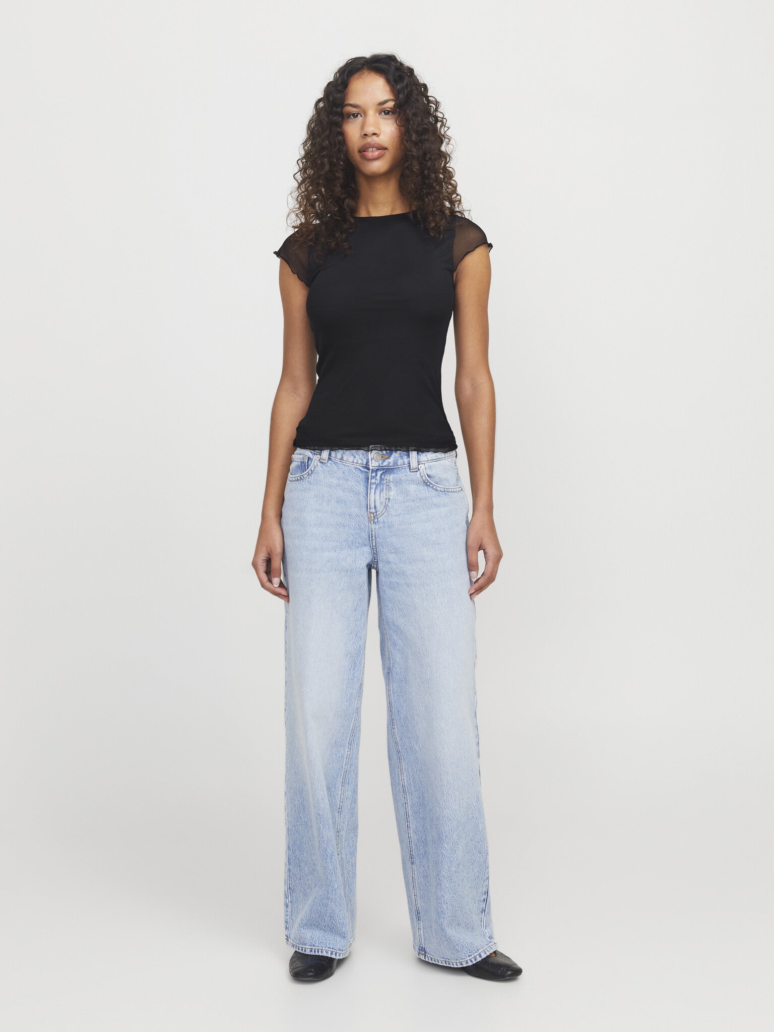 JXMINNA MESH CAP SLEEVE TOP