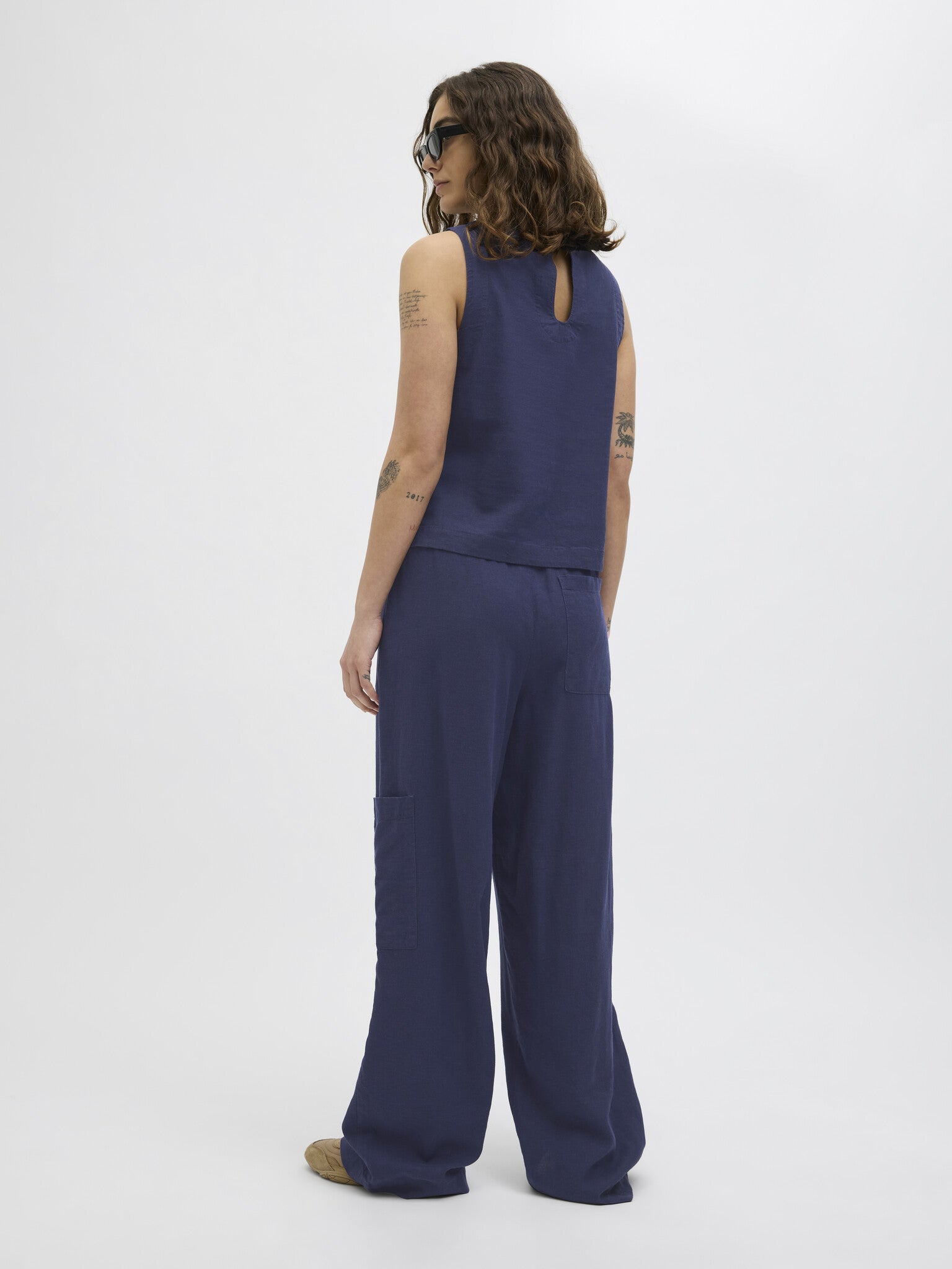 JXBREEZE SUMMER LINEN TOP - PEACOAT