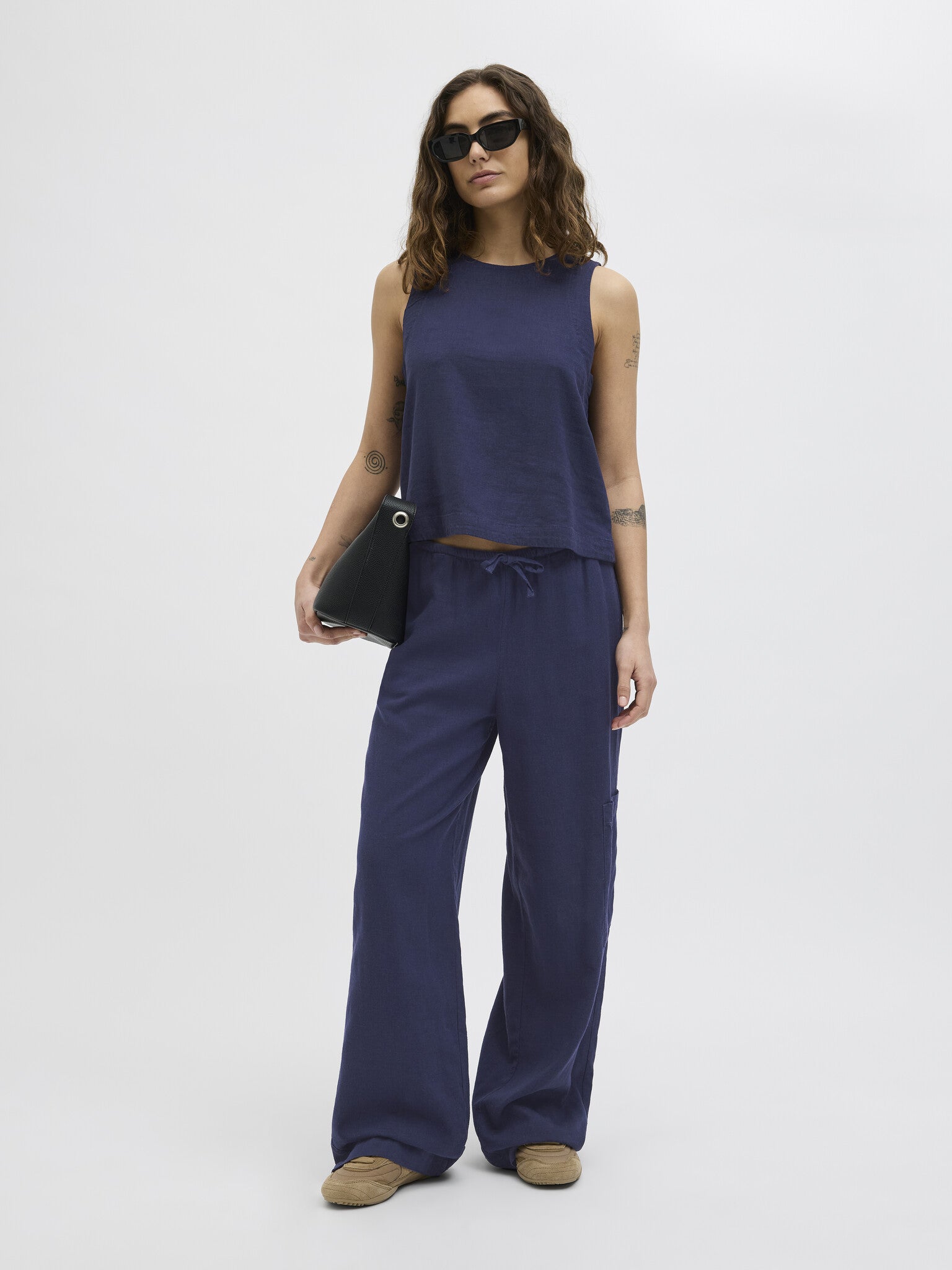 JXBREEZE SUMMER LINEN TOP - PEACOAT