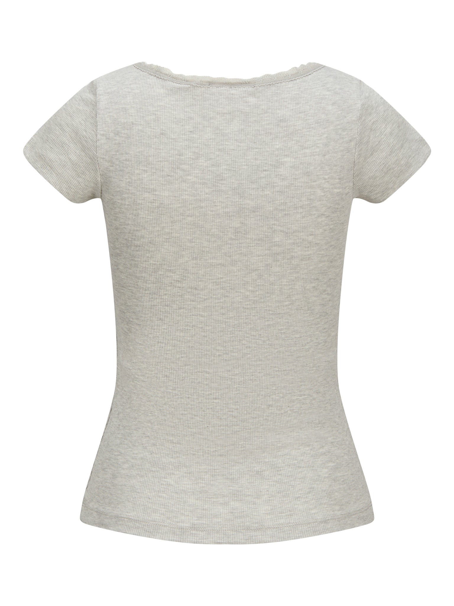 JXFAME SS LACE TOP -LIGHT GREY MELANGE