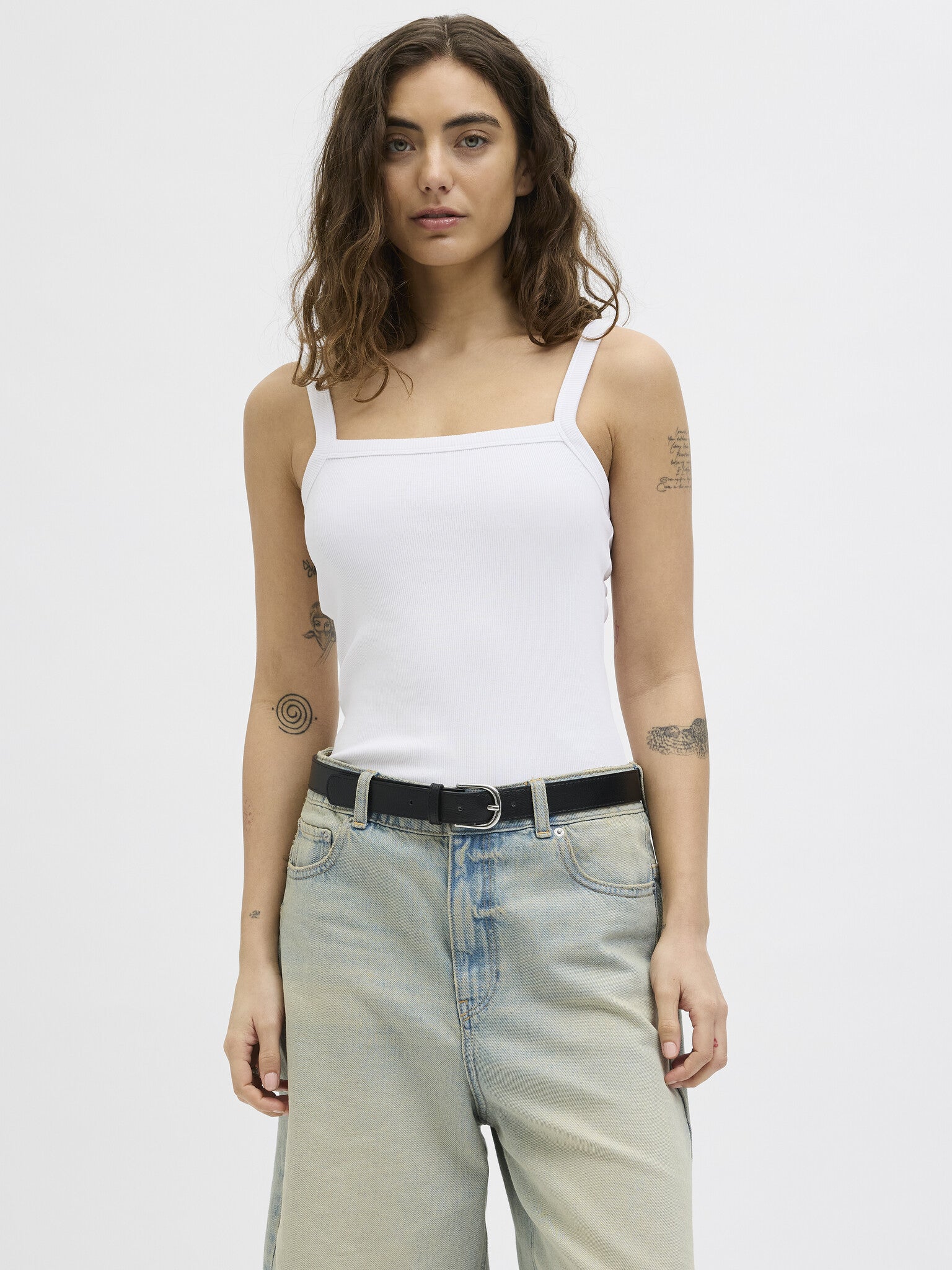 JXFIFI RIB TOP - BRIGHT WHITE
