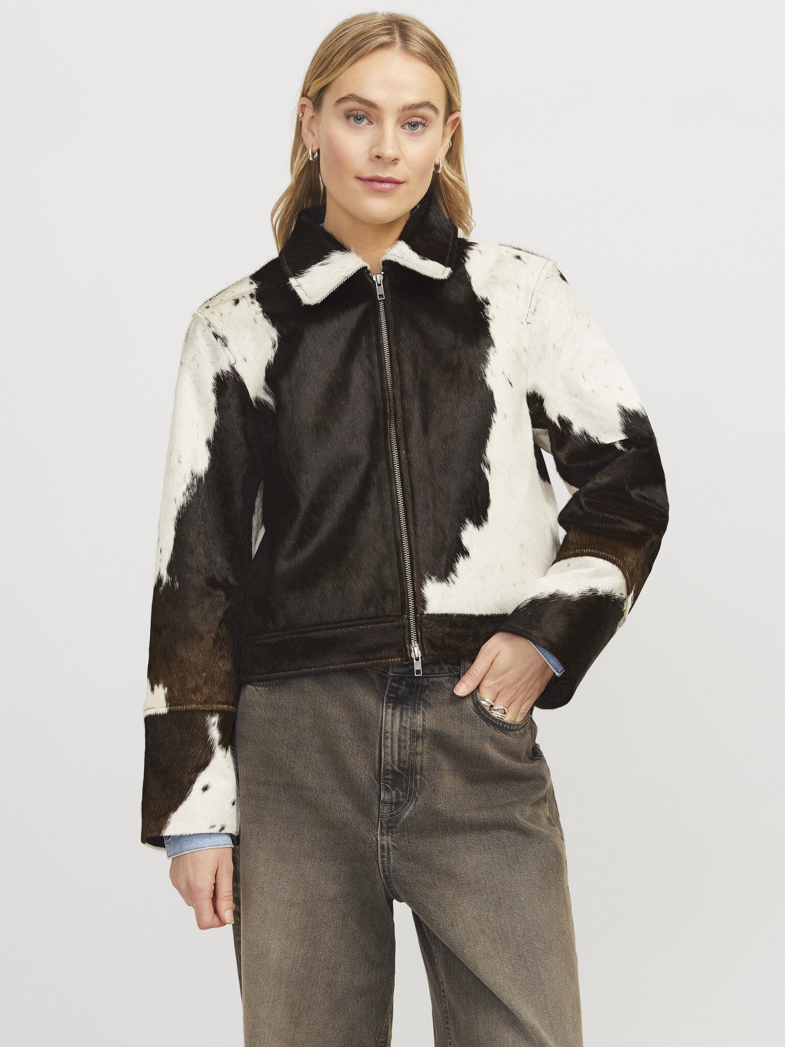 JXENYA Leather cow jacket