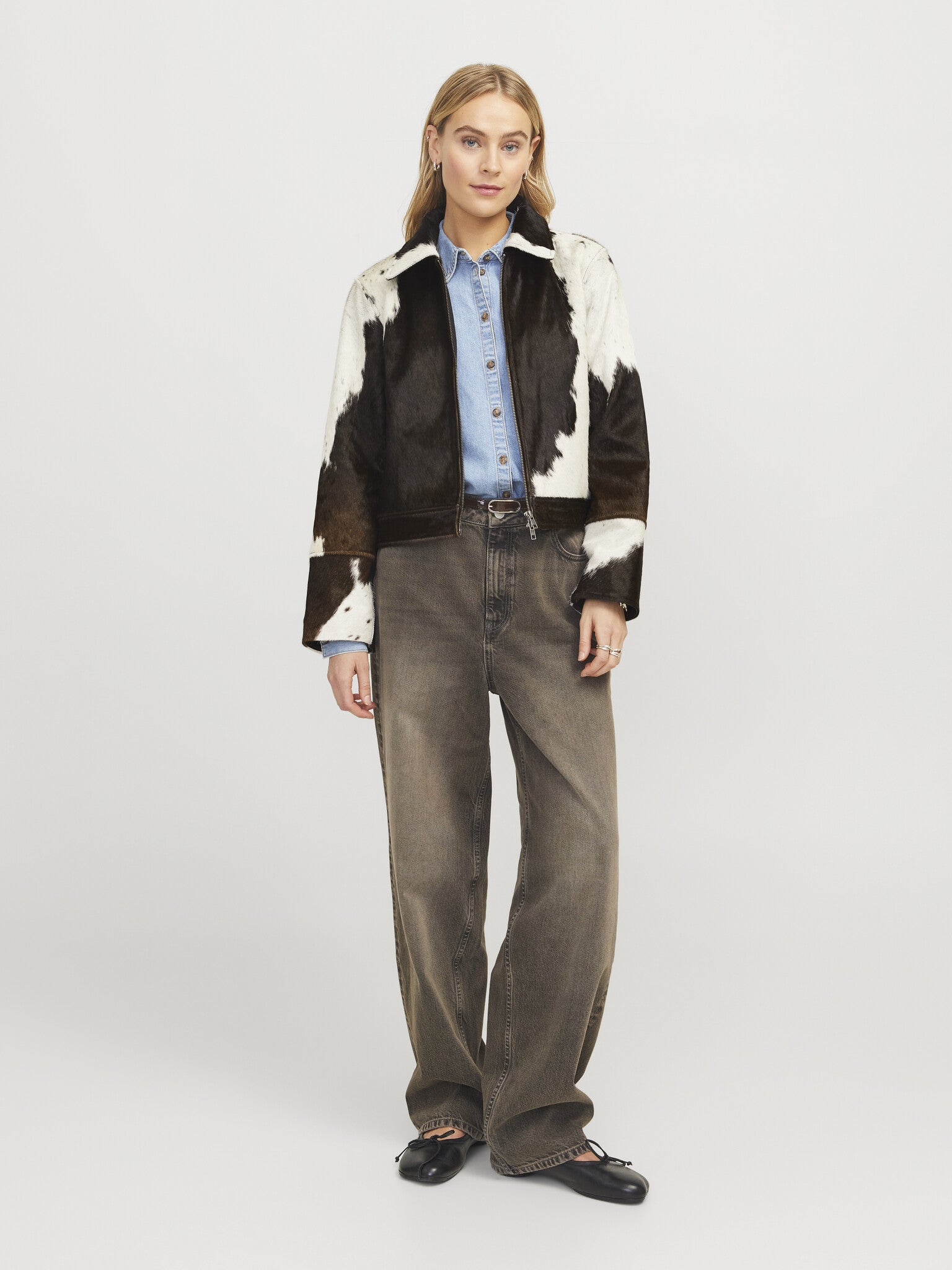 JXENYA Leather cow jacket