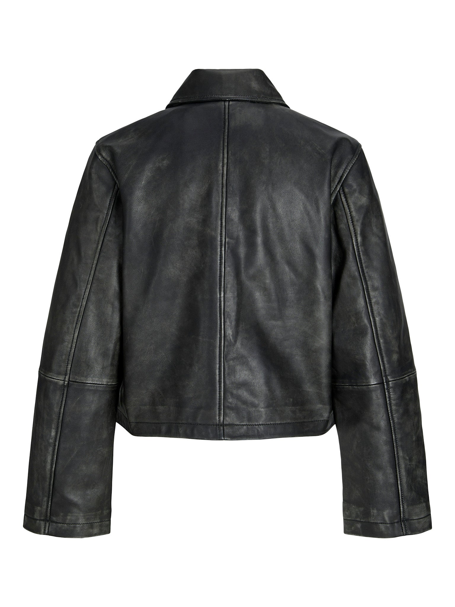 JXENYA LEATHER SHORT JACKET - BLACK WASHED