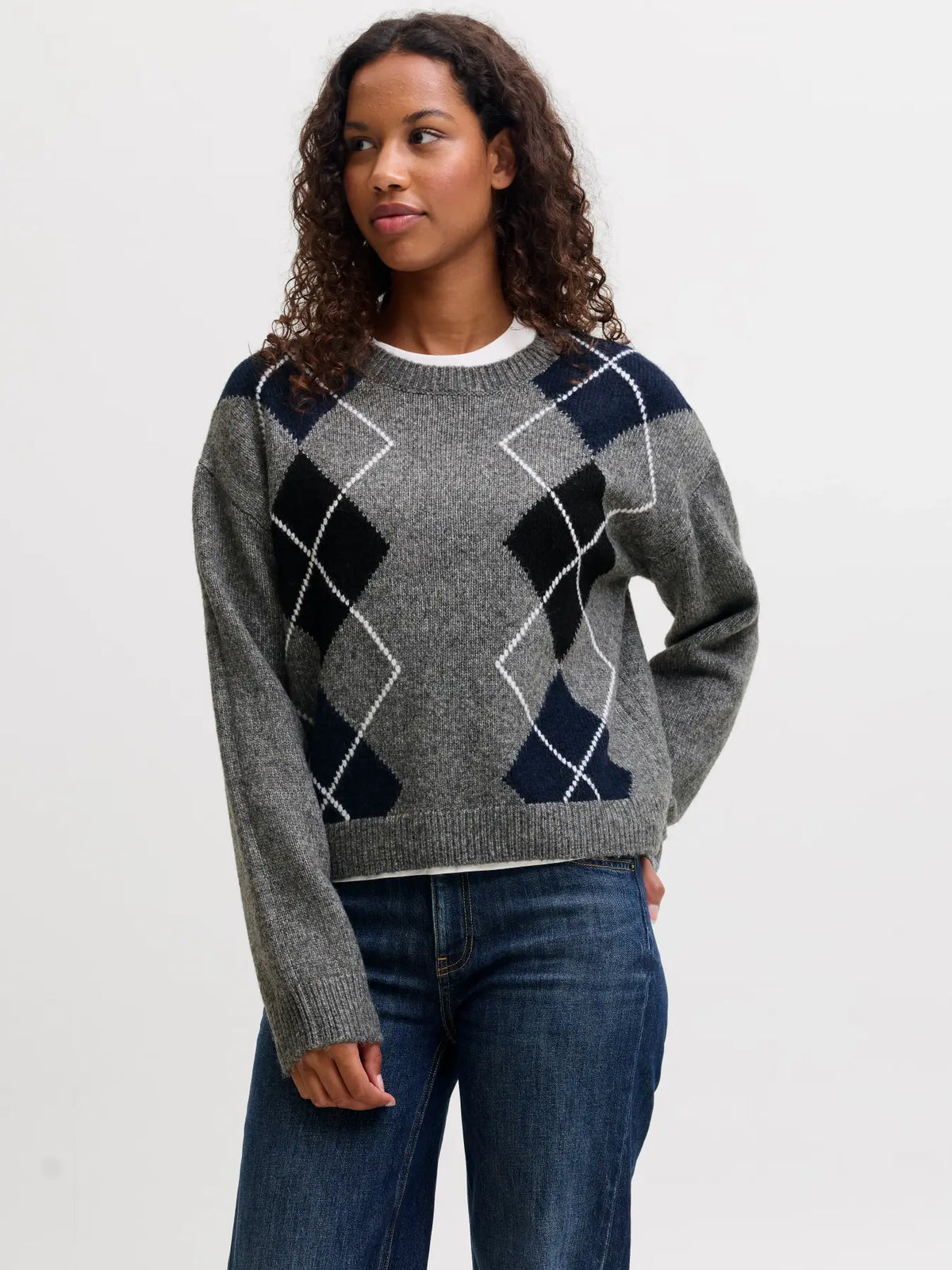 JXHARVI CREW NECK KNIW - DARK GREY MELANGE