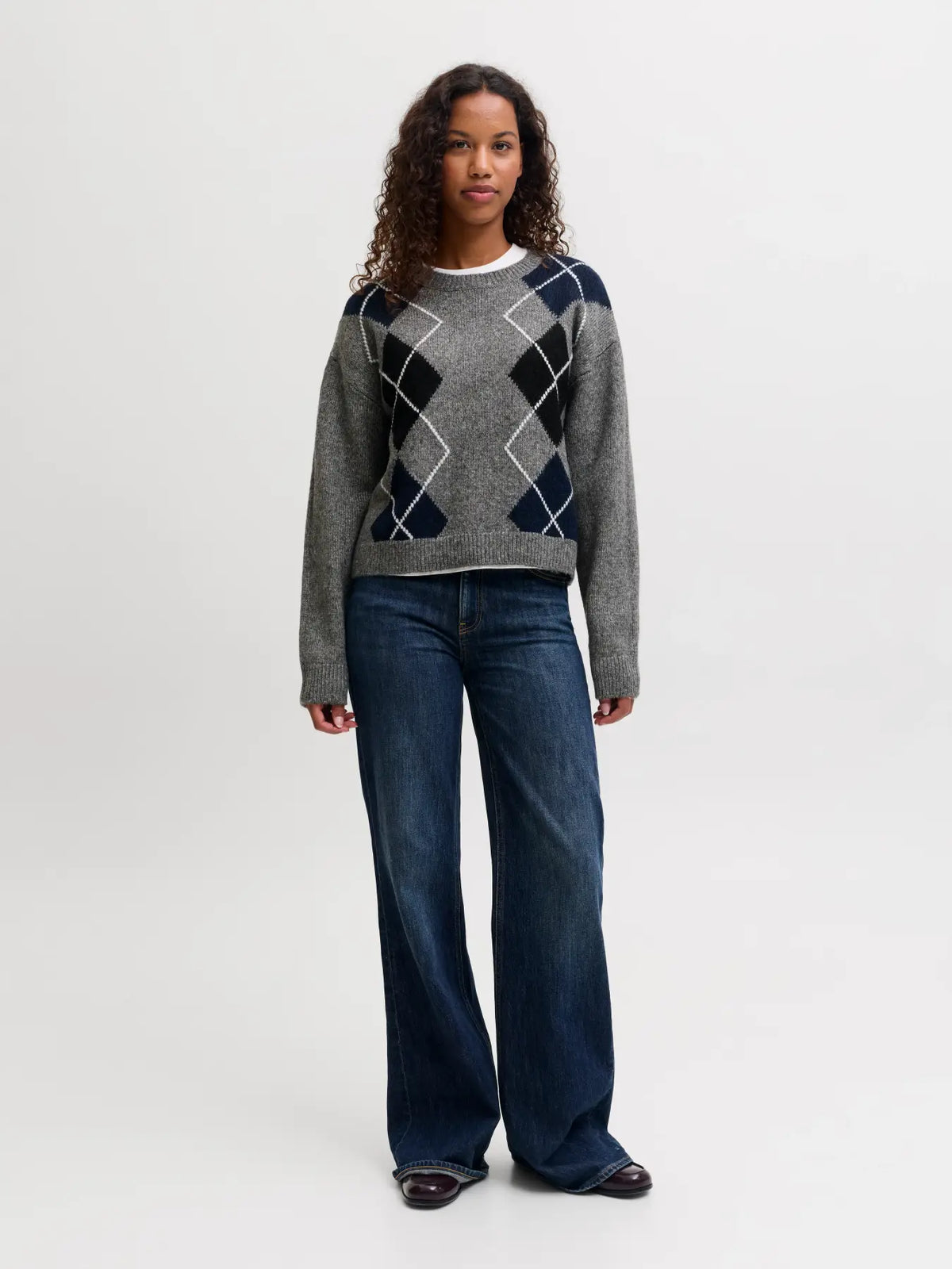 JXHARVI CREW NECK KNIW - DARK GREY MELANGE