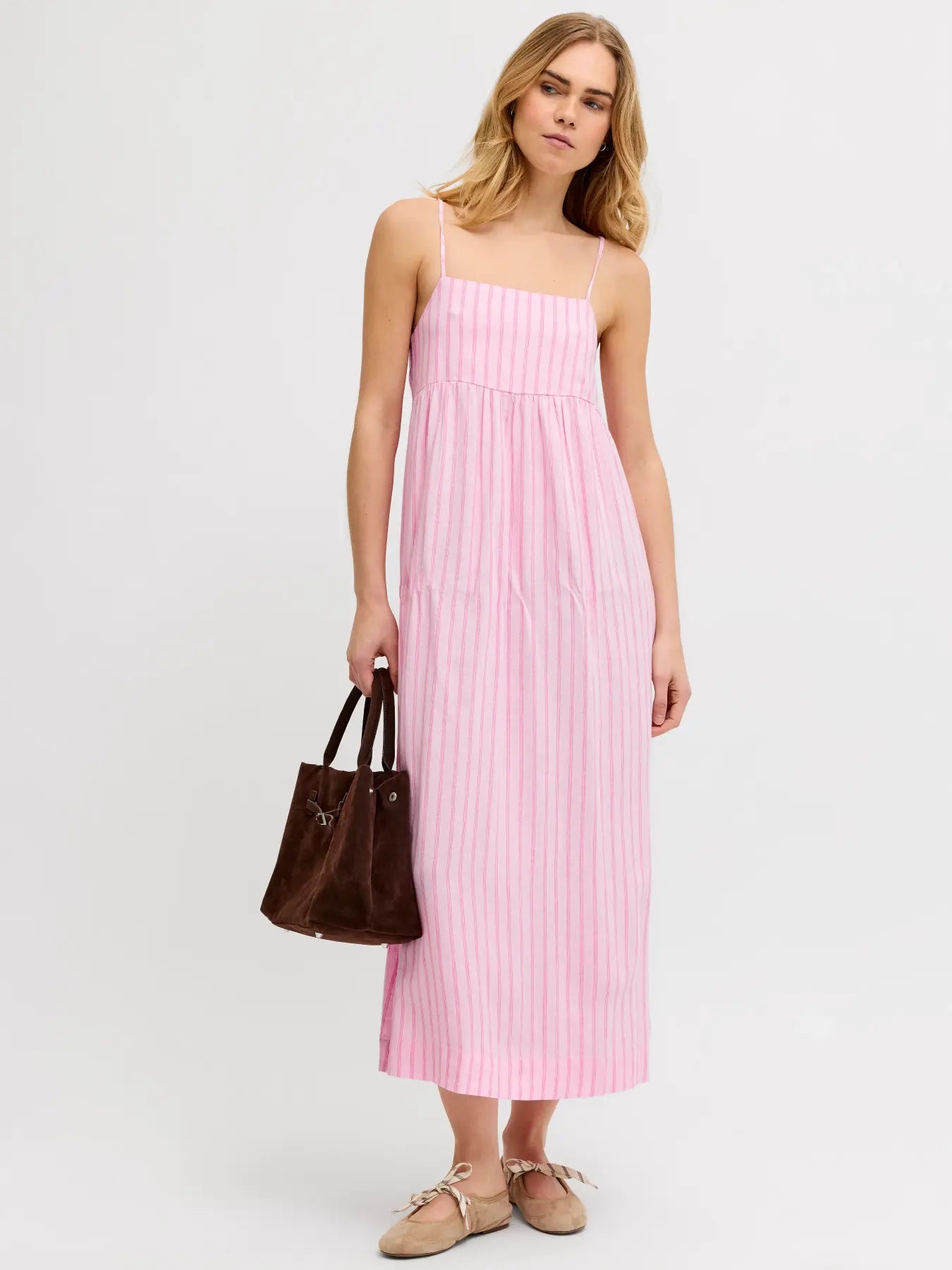 JXALMIRA LINEN LONG DRESS - PINK LADY