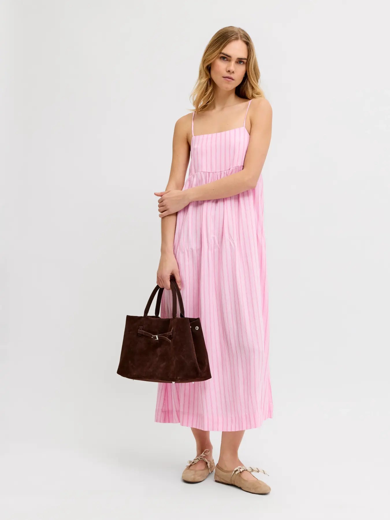 JXALMIRA LINEN LONG DRESS - PINK LADY