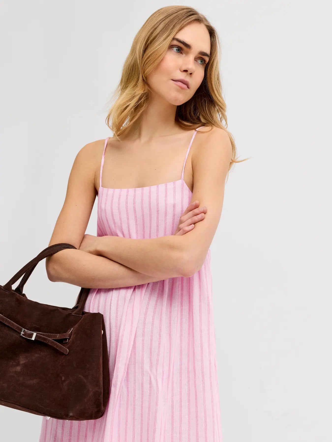 JXALMIRA LINEN LONG DRESS - PINK LADY