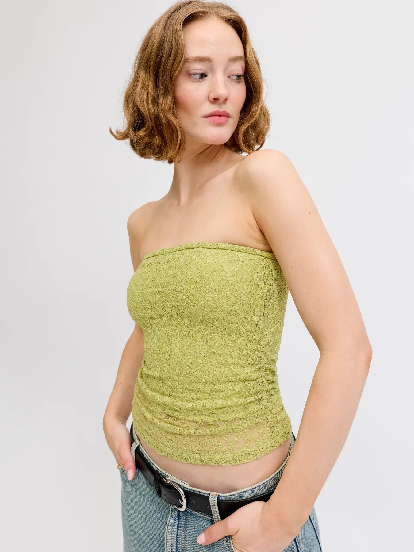 JXMONROE LACE TUBE TOP - FERN