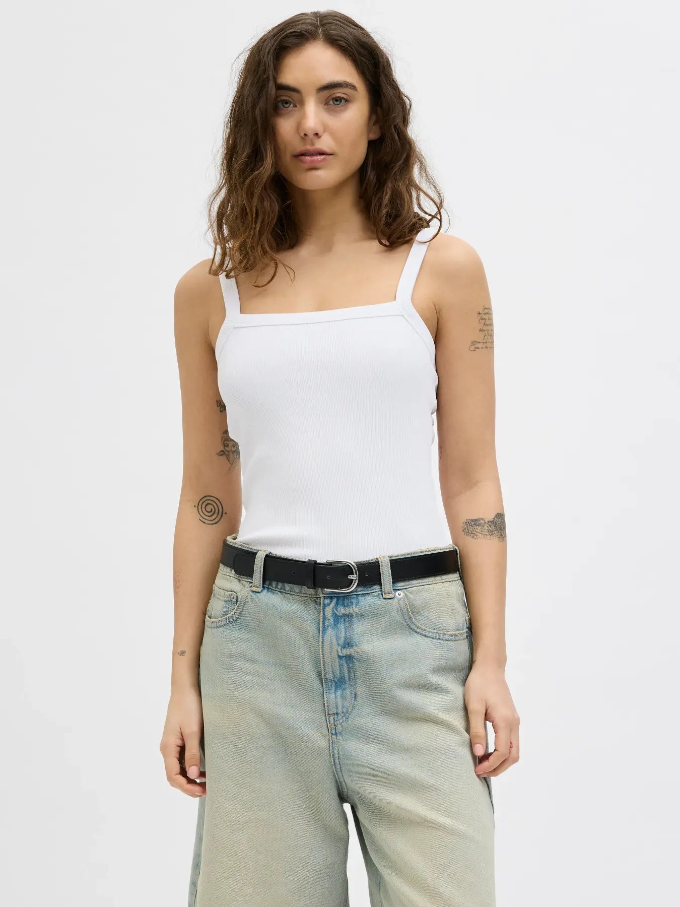 JXFIFI RIB TOP - BRIGHT WHITE