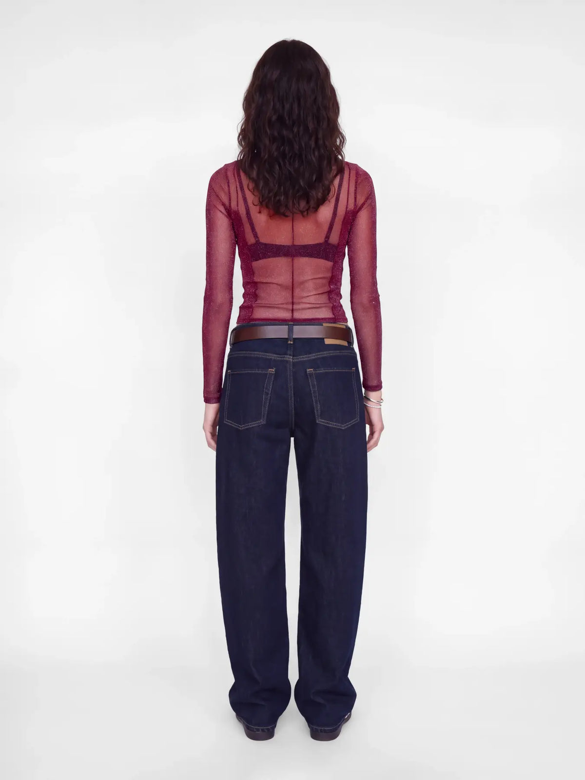 JXMINNA MESH GLITTER LS TOP WVN - WINESTASTING