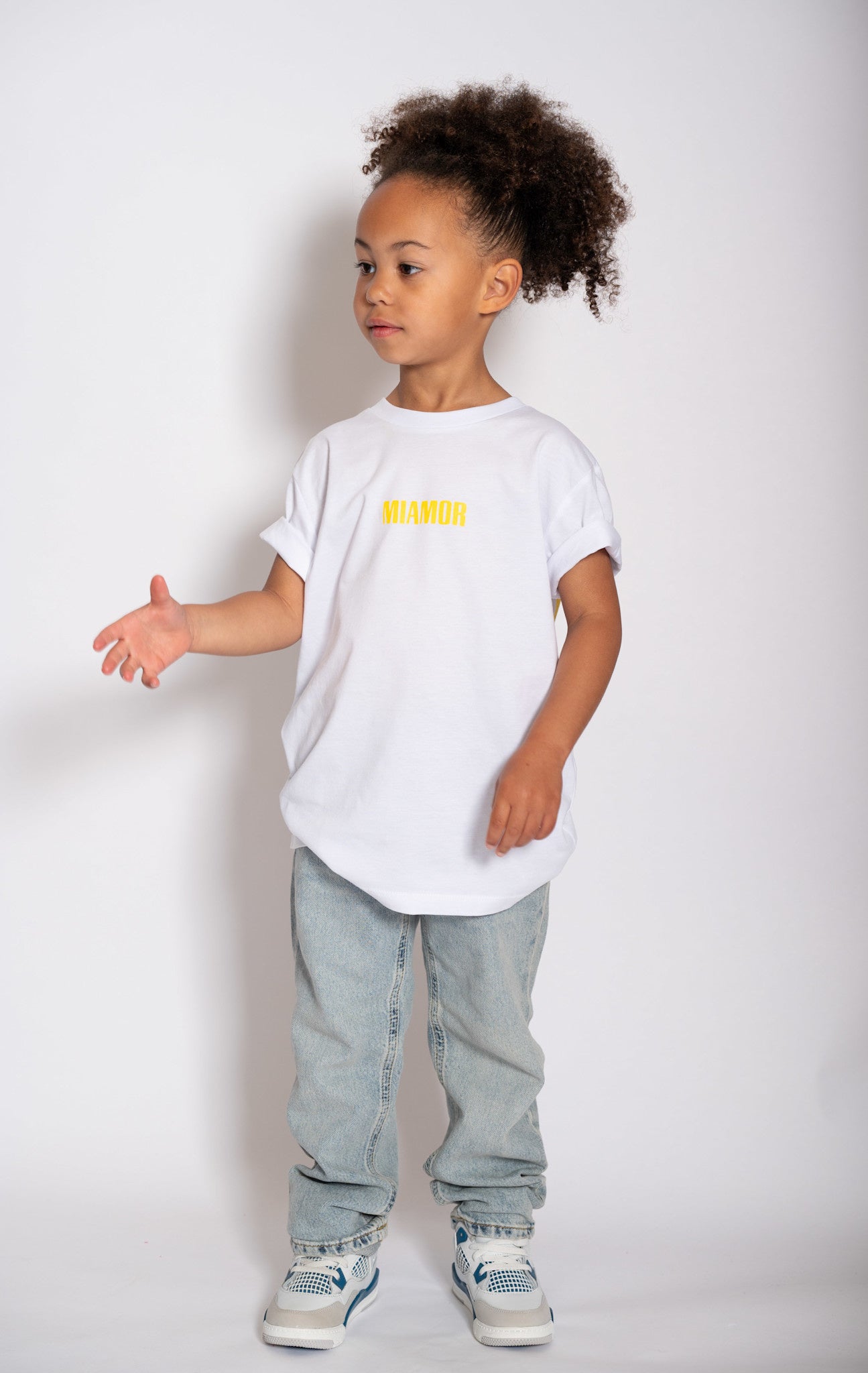 Mini Miamor tee white - yellow logo