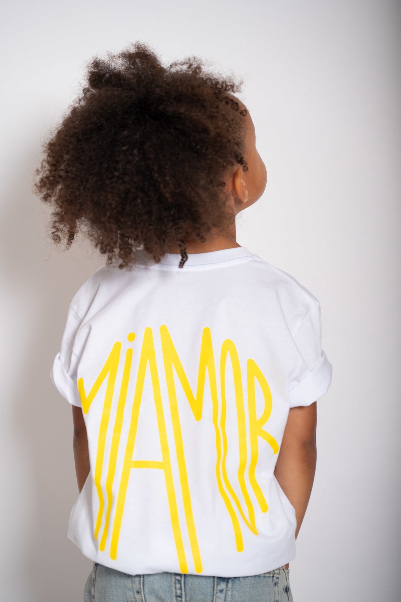 Mini Miamor tee white - yellow logo