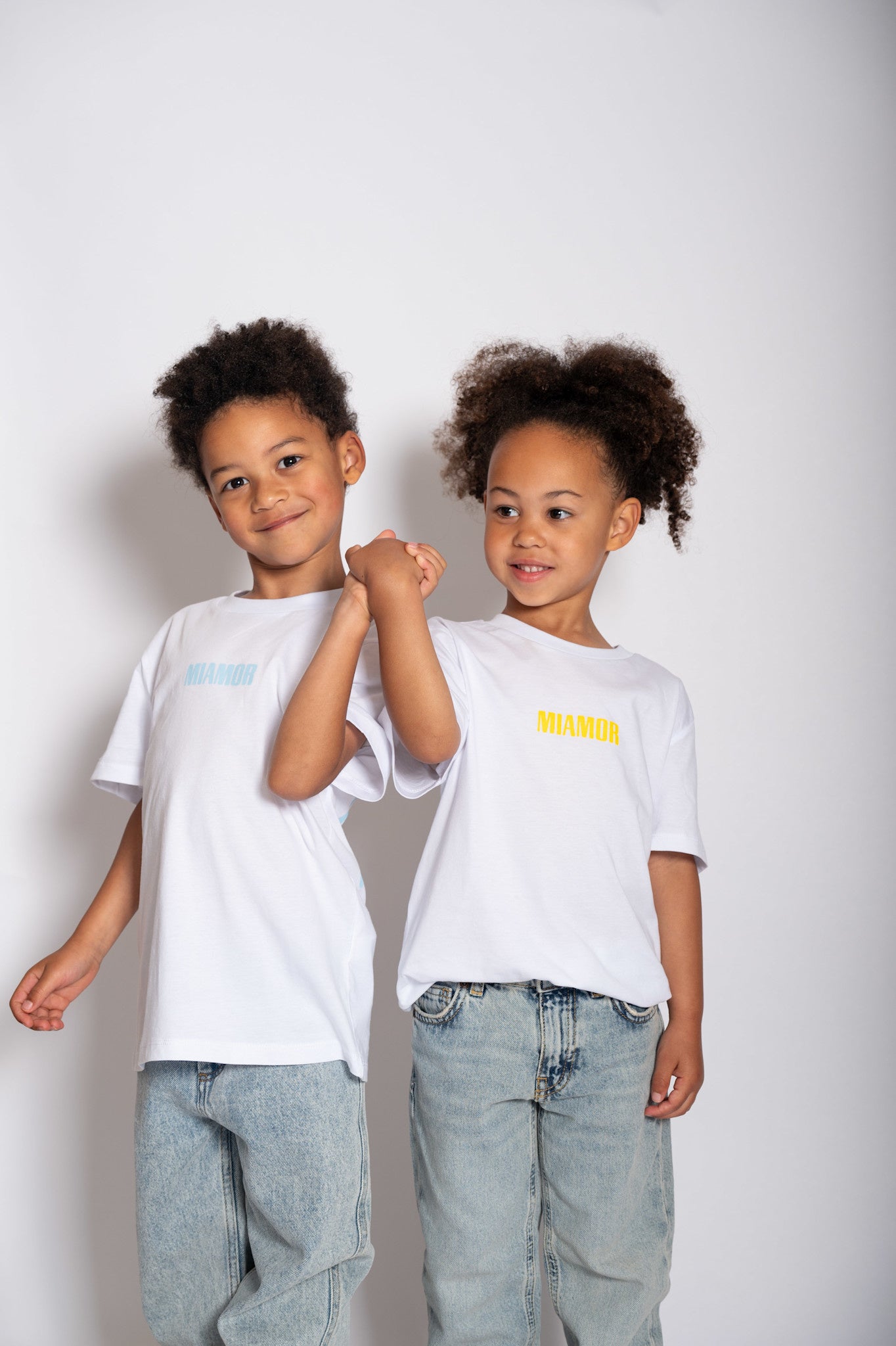 Mini Miamor tee white - yellow logo