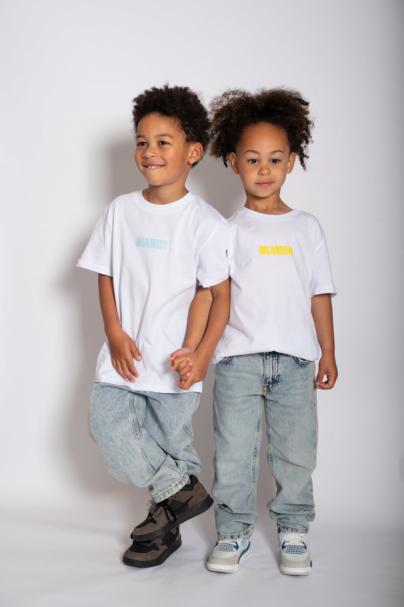 Mini Miamor tee white - yellow logo