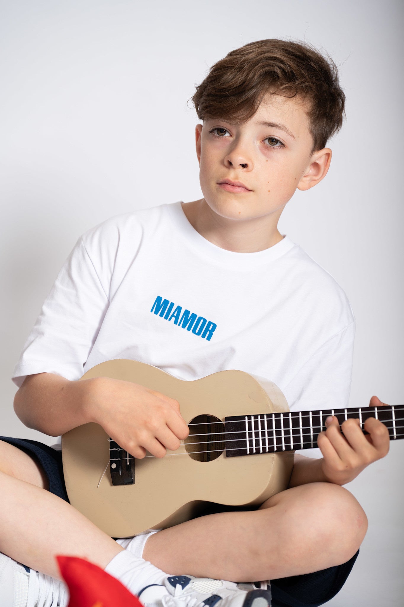 Mini Miamor tee white - royal blue logo