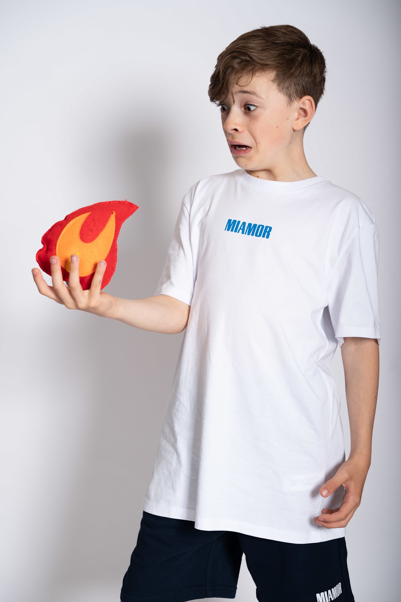 Mini Miamor tee white - royal blue logo