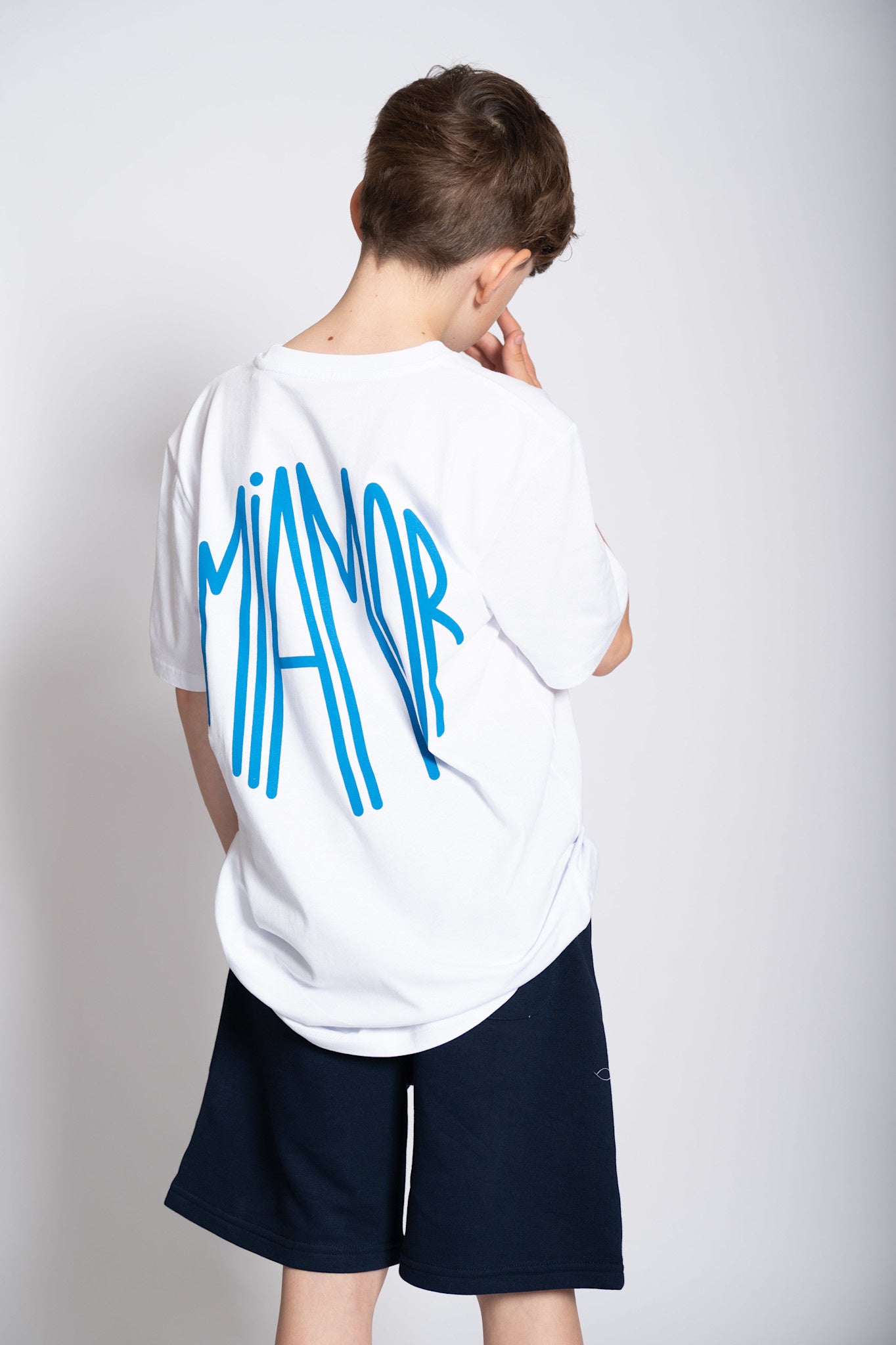 Mini Miamor tee white - royal blue logo