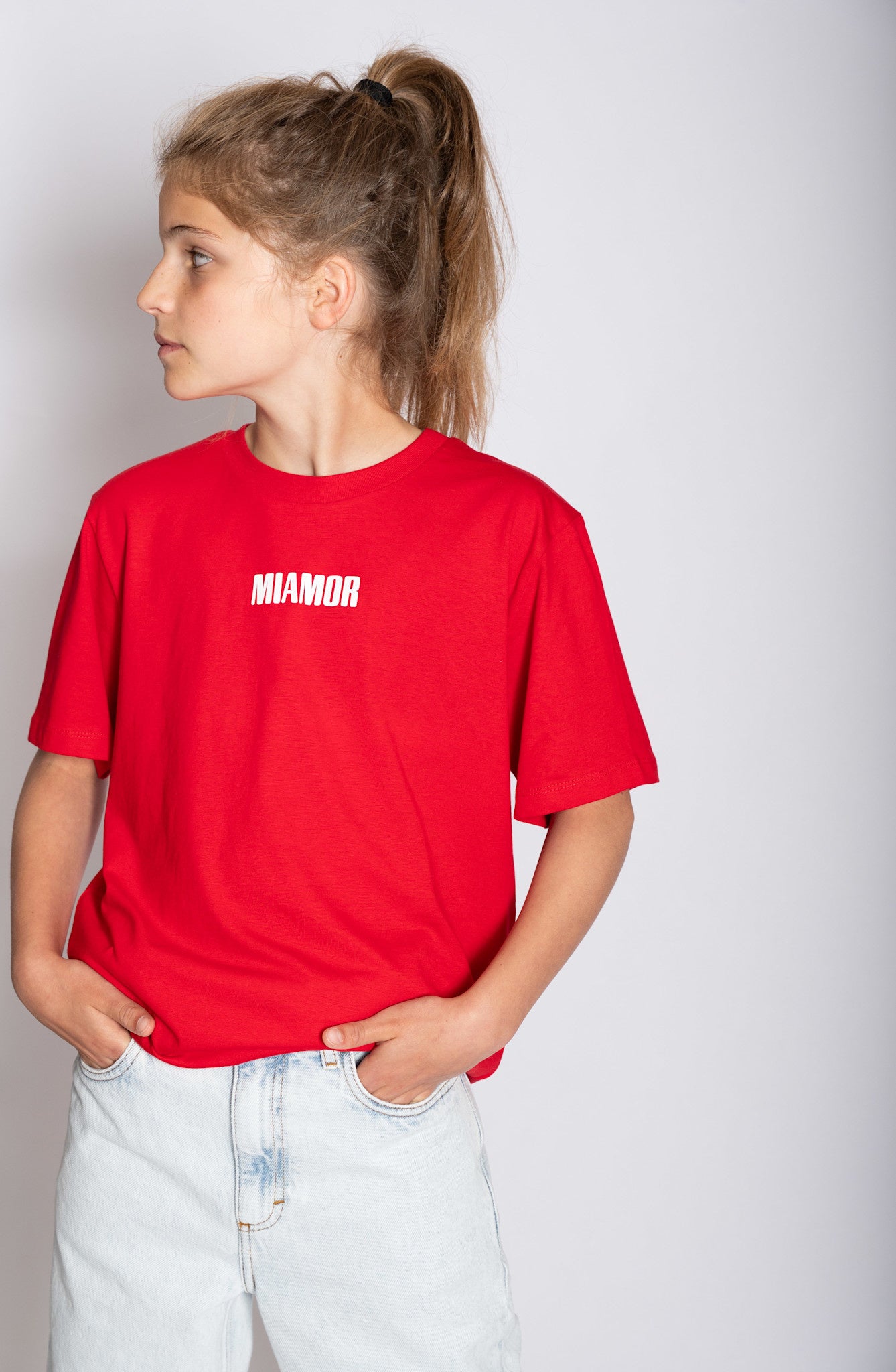 Mini Miamor tee red - white logo
