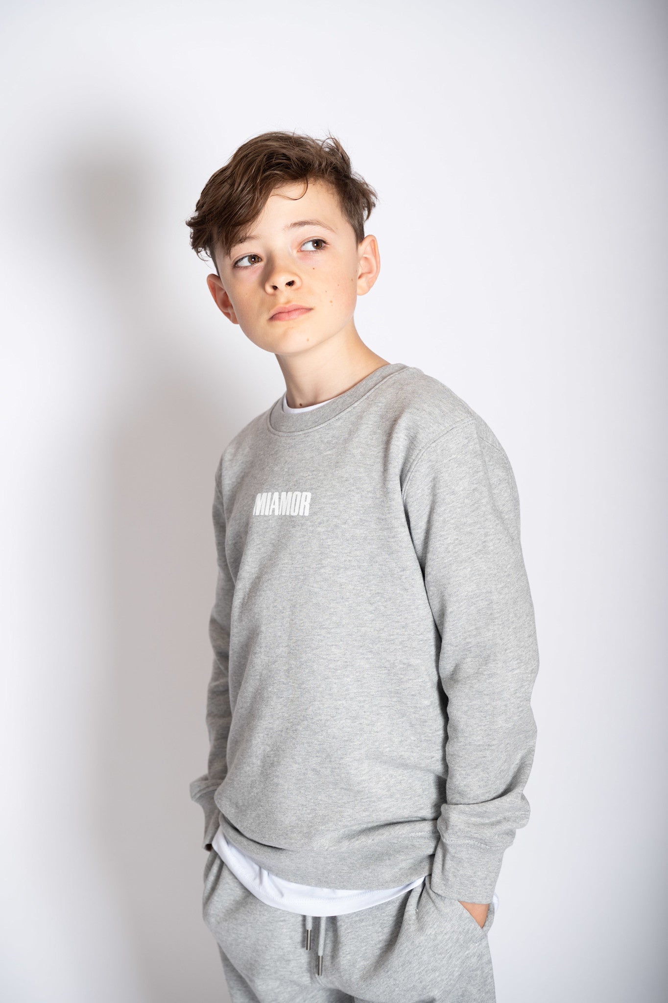 NEW - Mini Miamor supreme crew neck heather grey - white