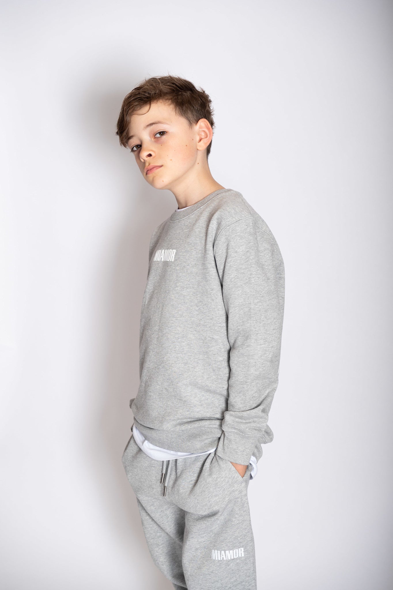 NEW - Mini Miamor supreme crew neck heather grey - white