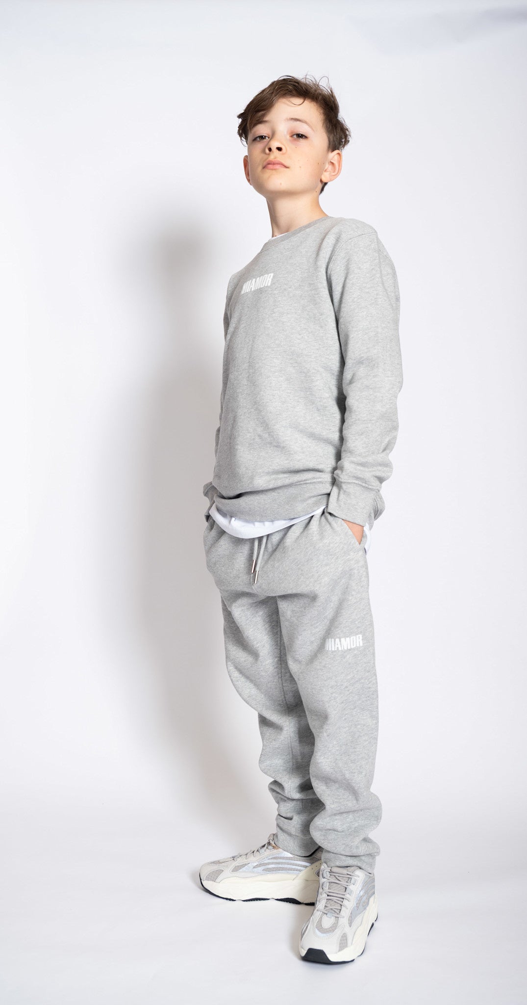 Mini Miamor supreme jogging pants heather grey - white logo