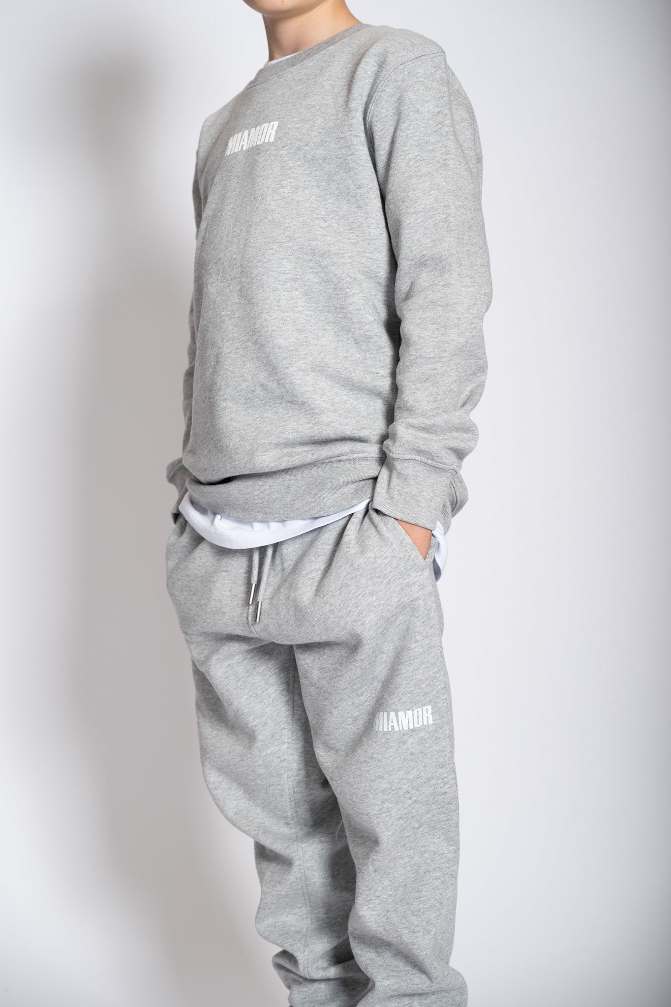 Mini Miamor supreme jogging pants heather grey - white logo