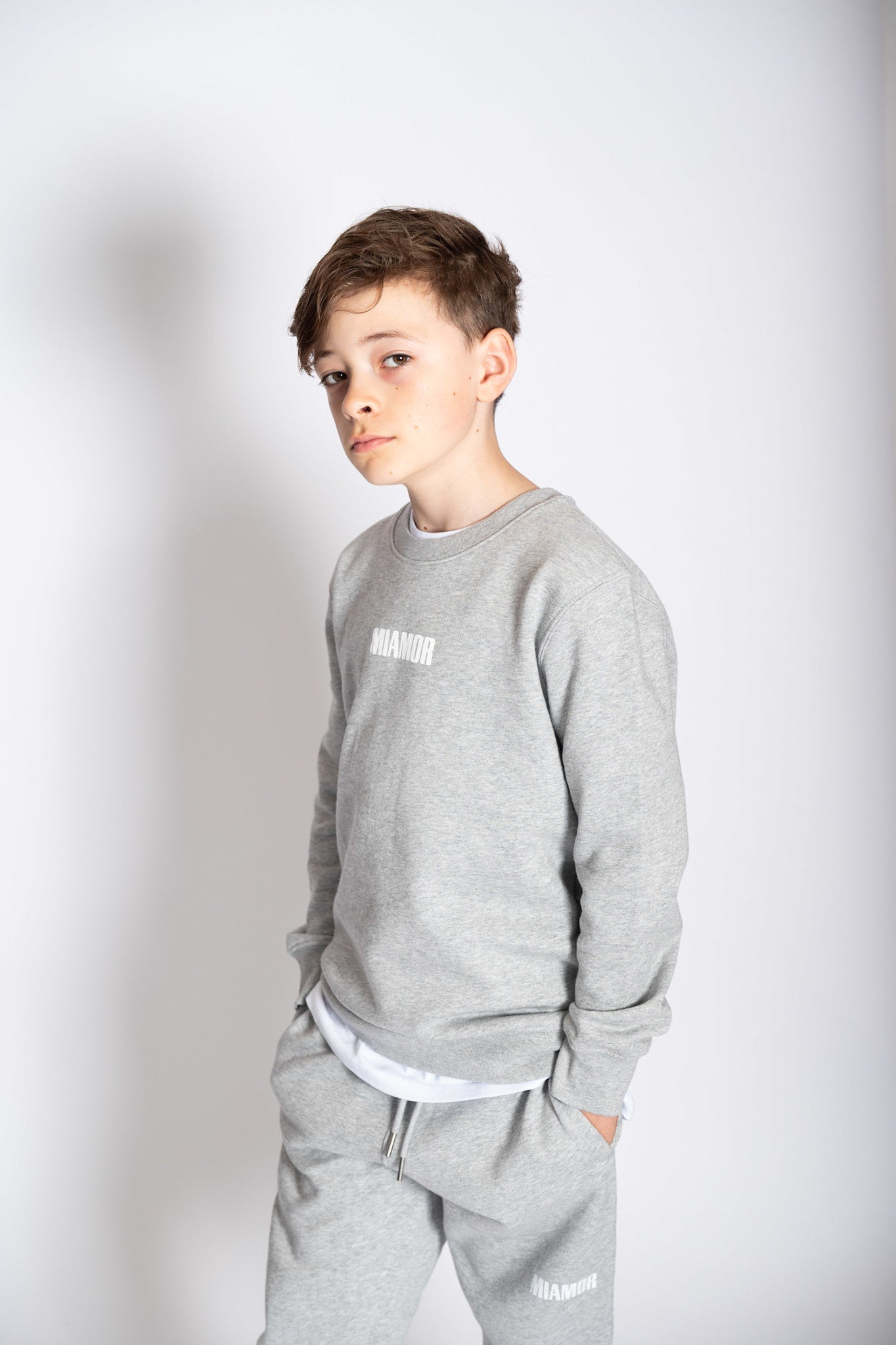 NEW - Mini Miamor supreme crew neck heather grey - white